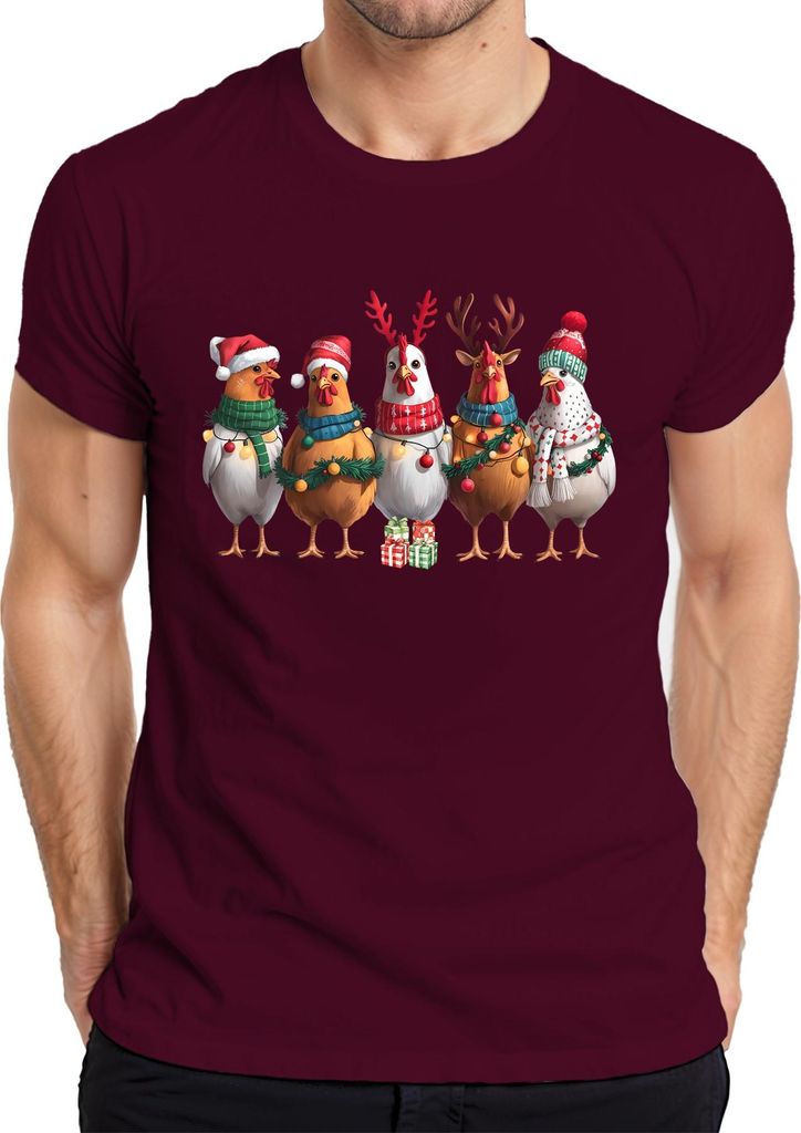 Hühner Hühnerhalter Huhn - Weihnachten Xmas Christmas Herren T-Shirt, Burgundy, S