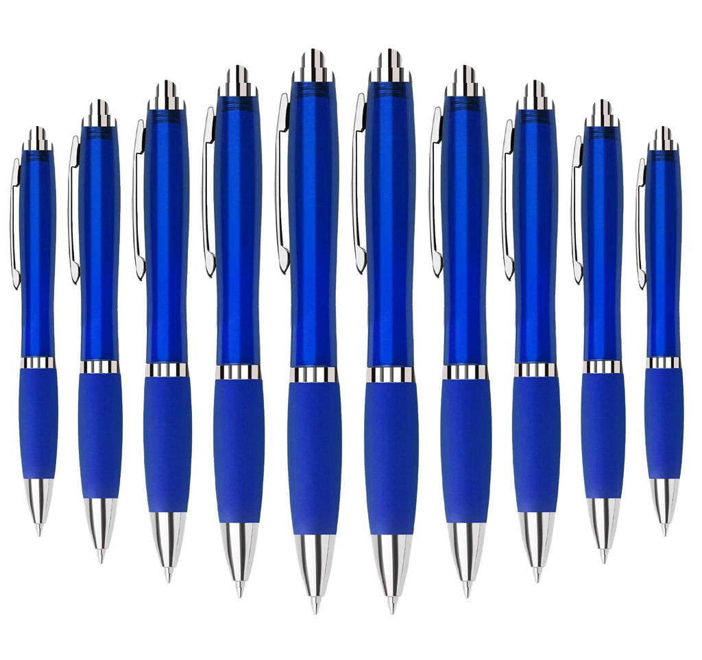 10 Stück ergonomische Kugelschreiber, Blau Produktbild 