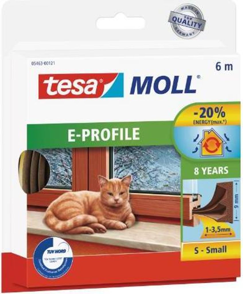 Těsnění do oken a dveří guma "E", 9 x 4 mm x 6 m, bílé, Obrázek produktu 