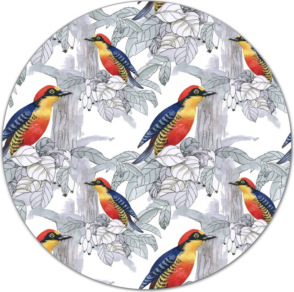 Herd-Abdeckplatte Glas Schneidebrett Ceranfeld-Abdeckung - 40 cm - Handbemalte Vögel