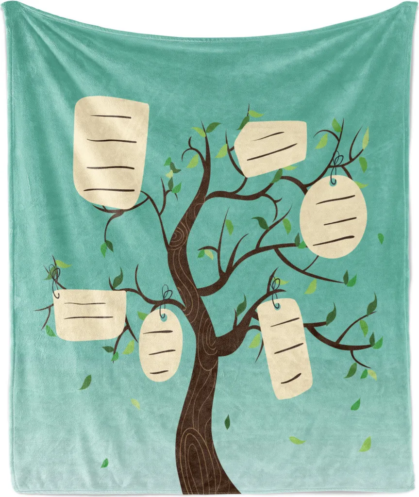 Coperta Pile Flanella 175x230 cm | Plaid Albero della Vita Turchese