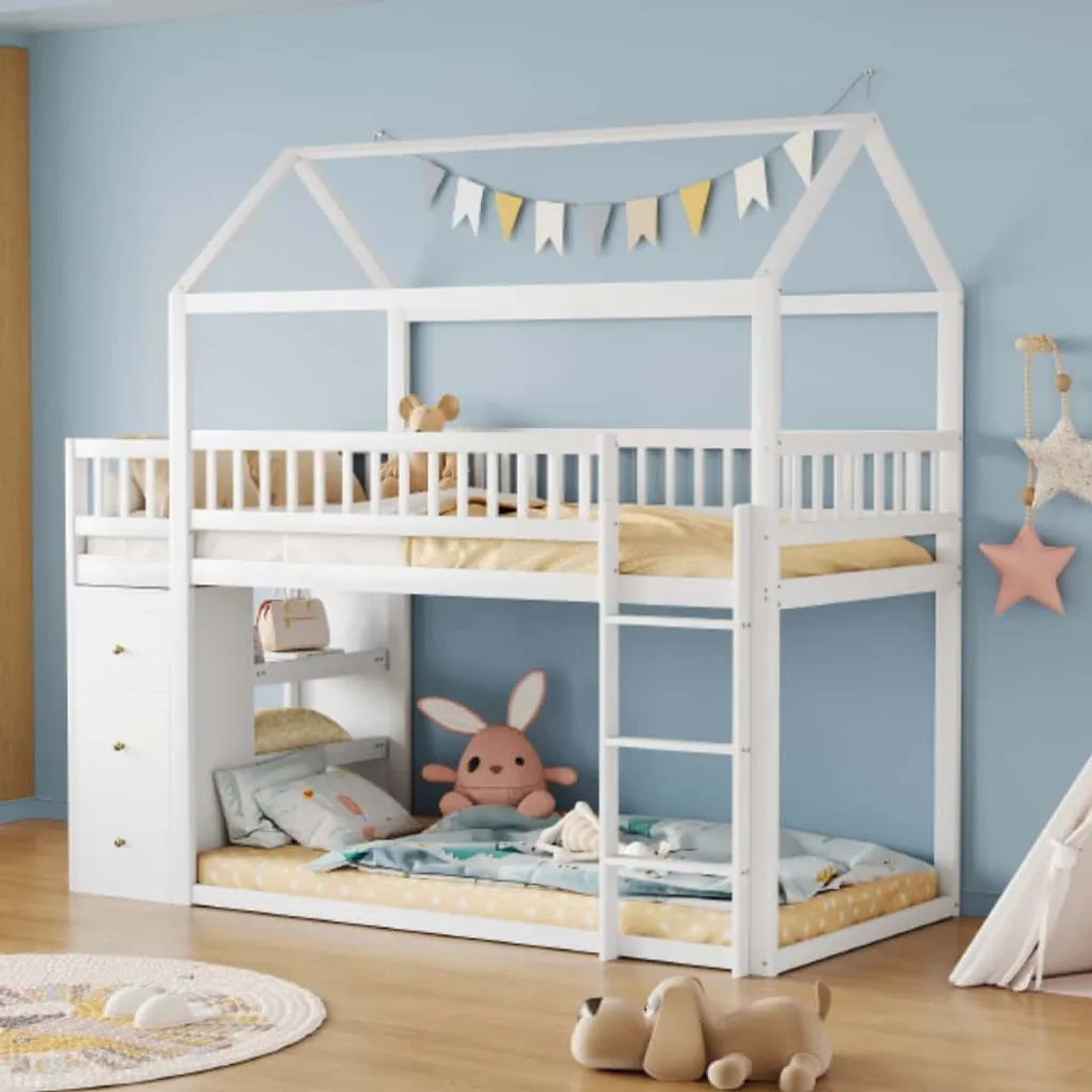 Lit Superposé 90x200 pour Chambre Partagée avec Rangement et Design Maison