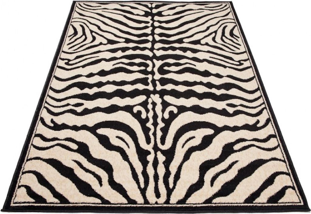 Tapiso Teppich ATLAS modern Zebra schwarz creme Wohnzimmer  Produktbild 