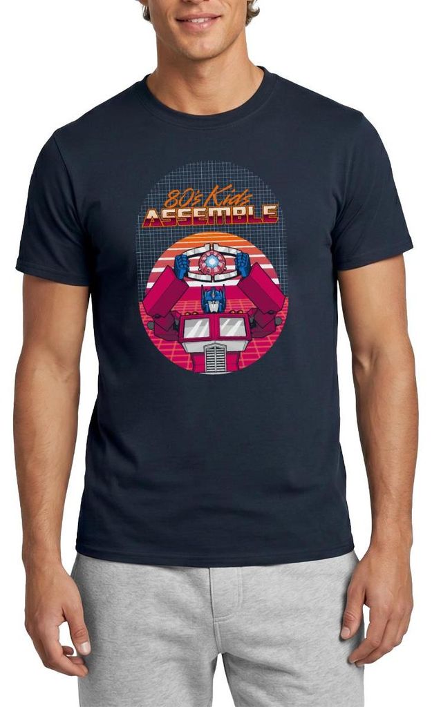 Spreadshirt Transformers G1 Optimus 80s Kids Männer T-Shirt, 4XL, Navy