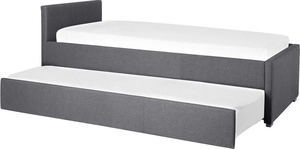 BELIANI Tagesbett Dunkelgrau Stoff mit Lattenrost 90x200 cm Produktbild 