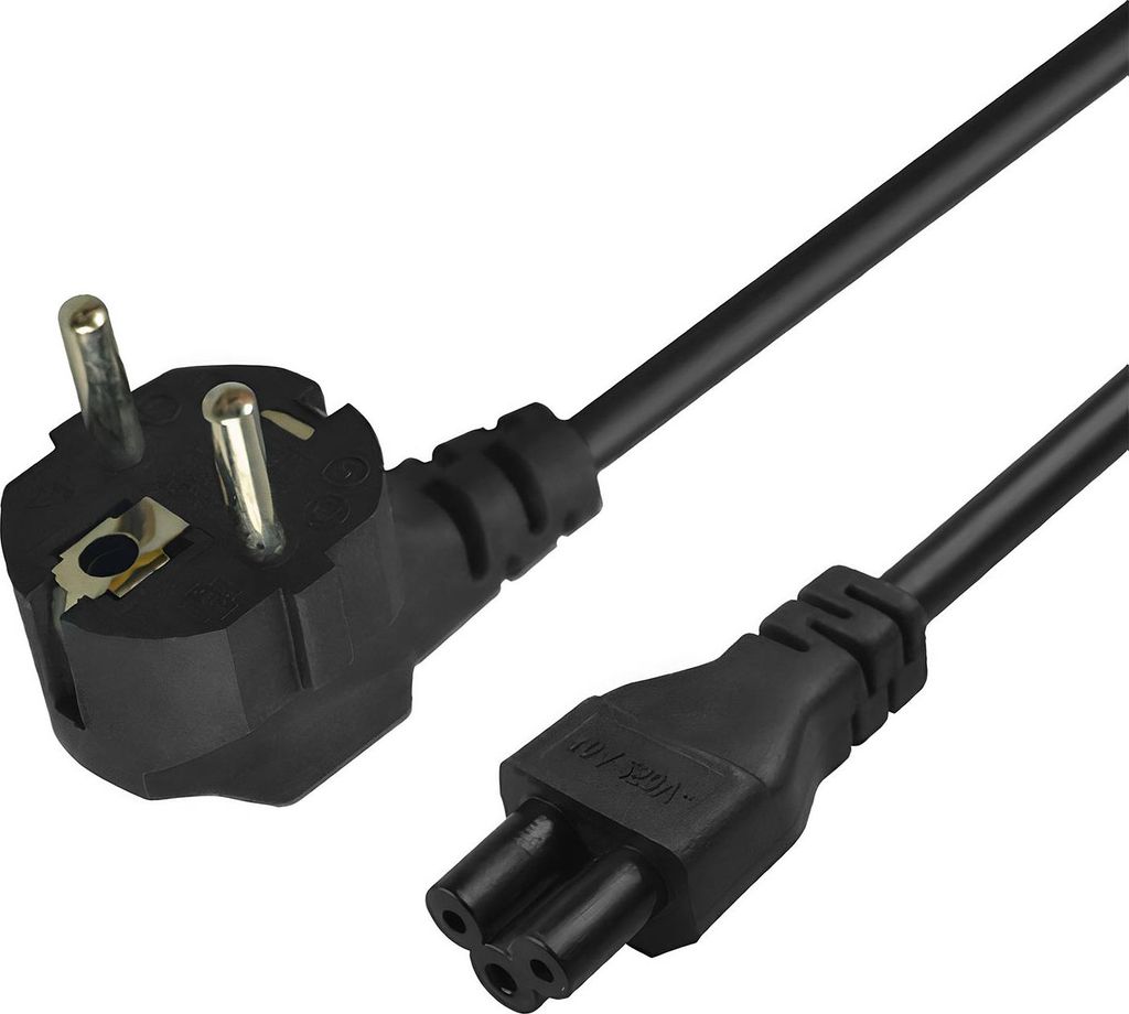 Savio Strom IEC 60320 C5 CEE 7/7 Sort 3m Stromkabel Schwarz C5-Kupplung Netzstecker Typ C