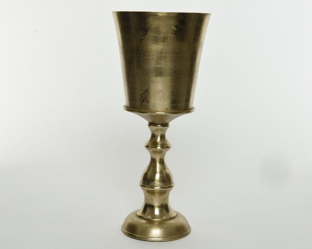 Vase Pokal Gold rauhes Finish Aluminium Gold Ø 24 x 55 cm