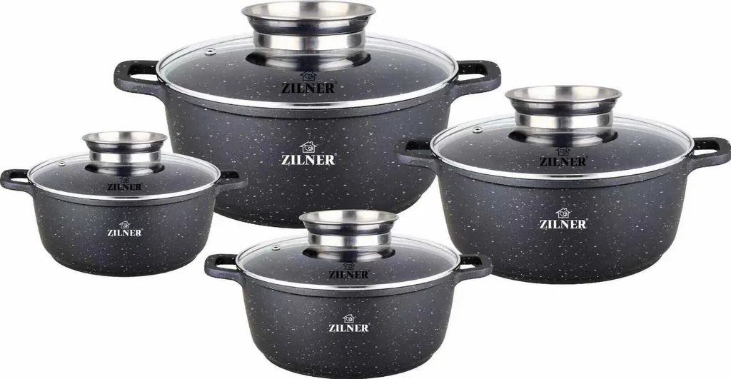 Zilner ZL-8900 Set Pentole Antiaderenti 8 Pezzi - Per Famiglie e Induzione