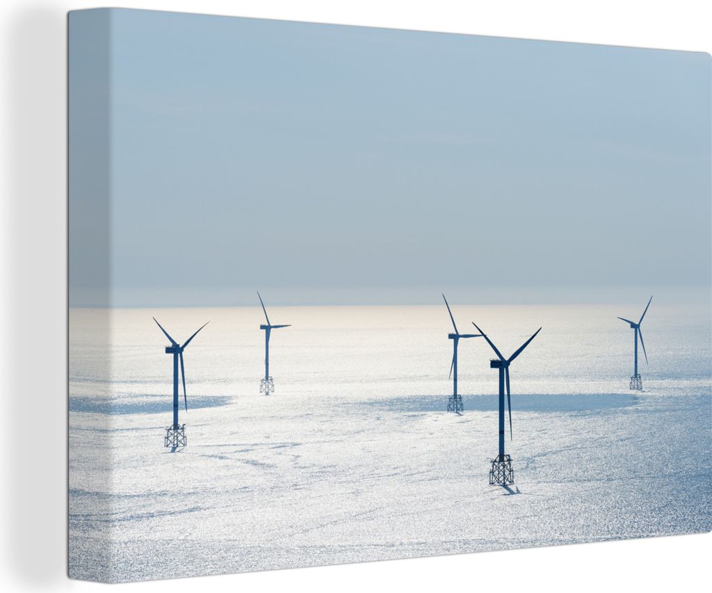 OneMillionCanvasses - Leinwandbilder - 150x100 cm, Nordsee - Windmühle - Sonne, Wandbilder Kunstdruck Wanddekoration - Foto auf Leinwand - Gemä...
