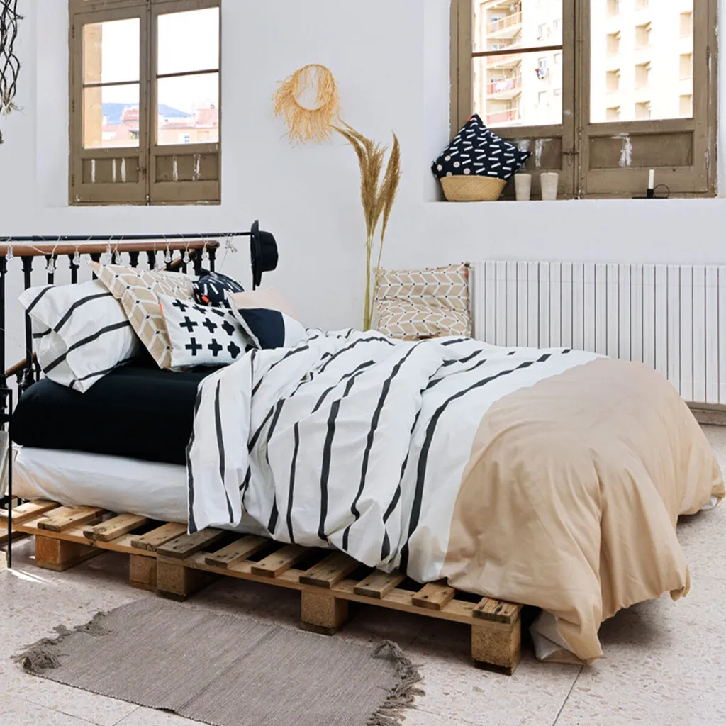 Housse de couette HappyFriday Blanc Blush sable Multicolore 140 x 200 cm