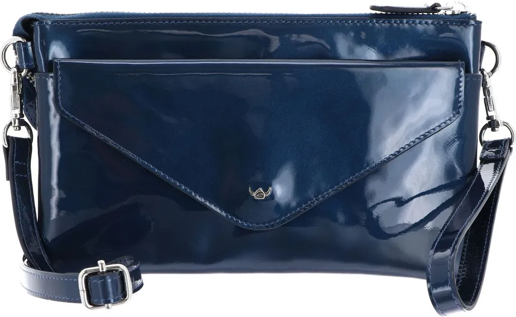 Golden Head Pelle pochette borsa da sera Carrara RFID Protect Minibag Blue blu scuro