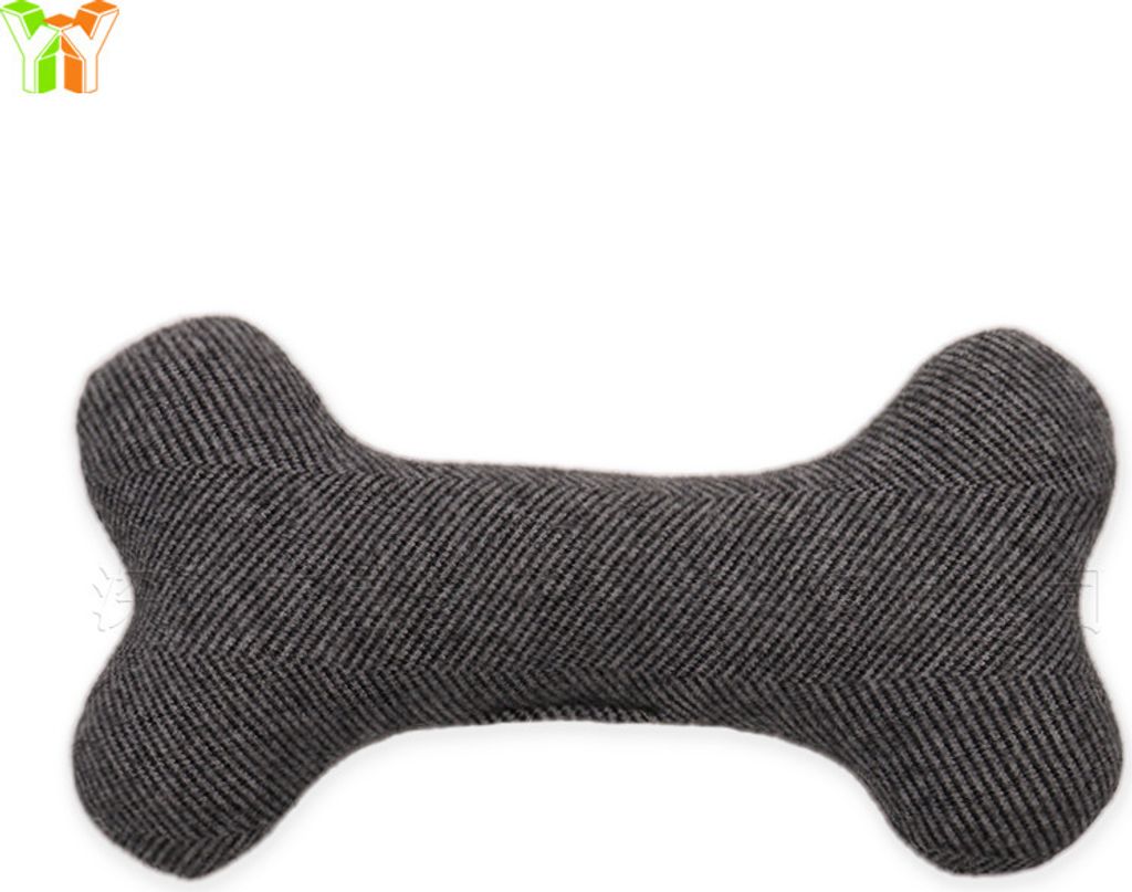 INF Hundespielzeug Knochen zum Kauen - Plüsch Kauspielzeug für Welpen Grau