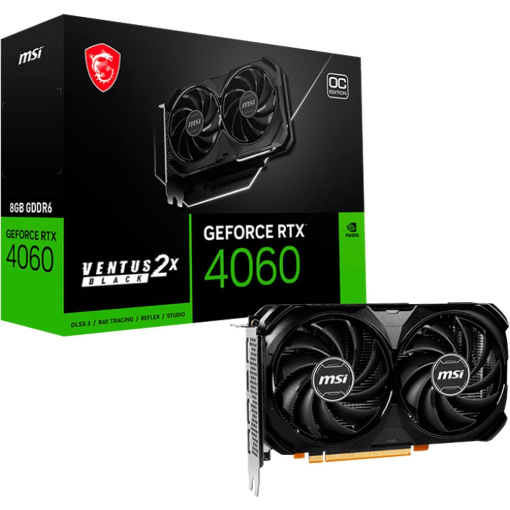 Msi Rtx4060 Ventus 2X Black Oc     8Gb Gddr6 Hdmi 3Xdp Obrázek produktu 