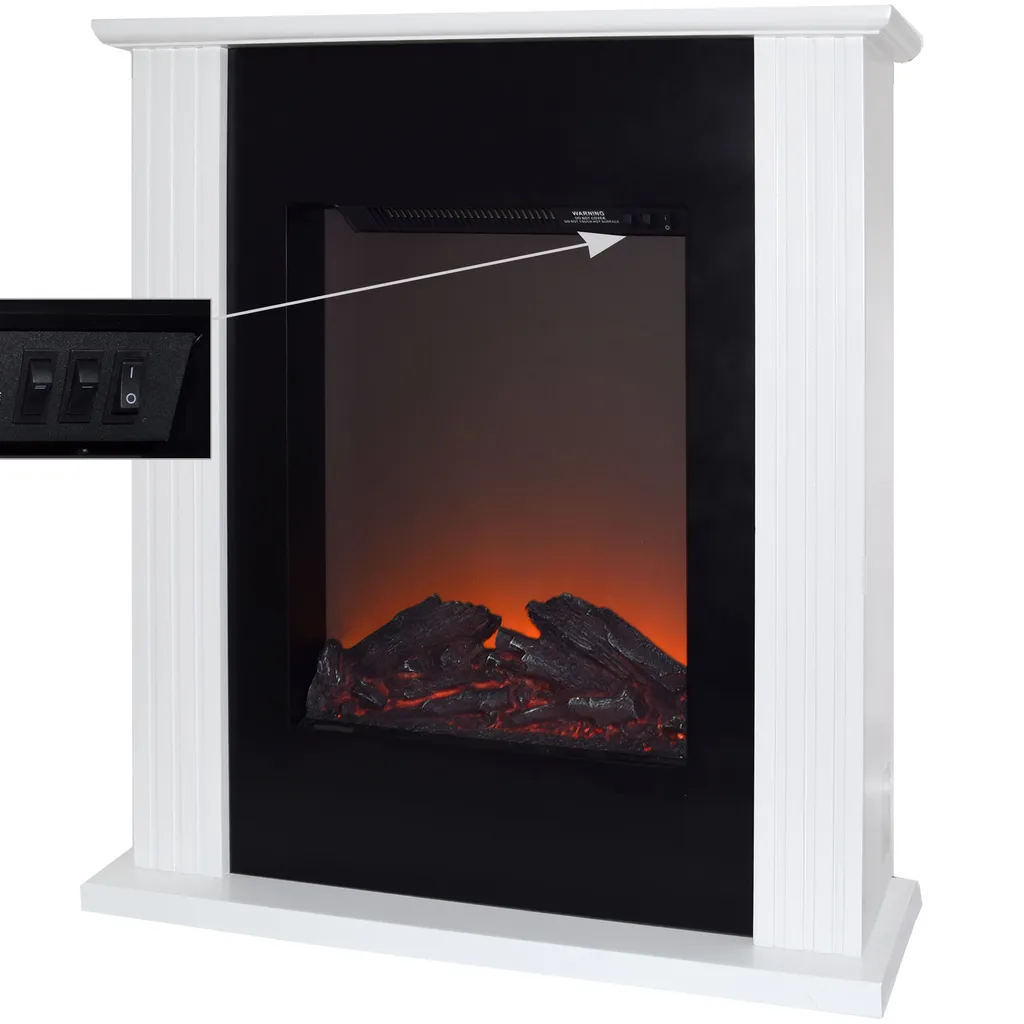 Cheminée Électrique Syntrox 2000W avec Effet Flamme LED et Finition Orme