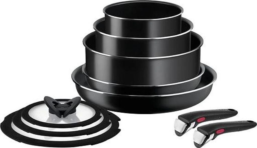 Tefal Ingenio Easy Cook & Clean Kochgeschirr-Set, 12-teilig, Rot, L1529302