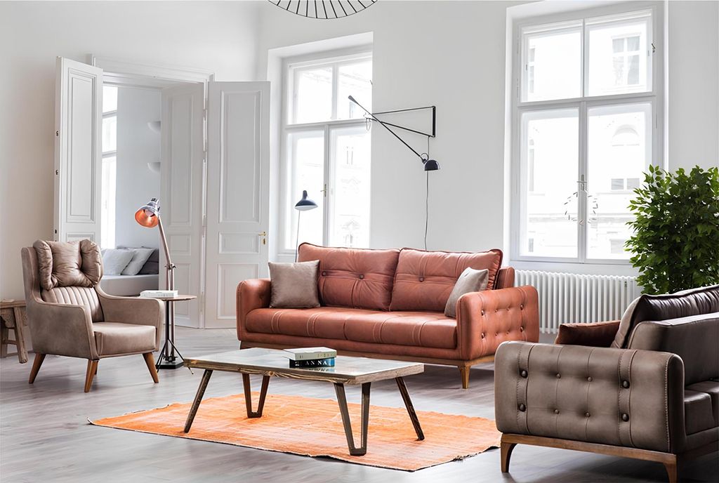 Moderne Terrakotta Couch Polster Wohnzimmermöbel Dreisitzer Möbel Neu
