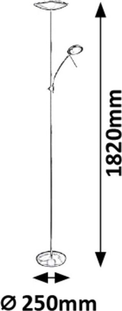 Rabalux 7006 LED Stehlampe Vlasta, 18W, 3000K, 1400lm, silber, rund, warmweiß, Modern, ø250mm