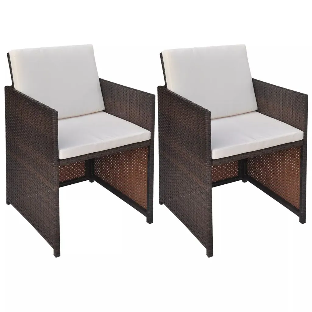 Chaises extérieures 2 unités résistantes aux UV et coussins épais