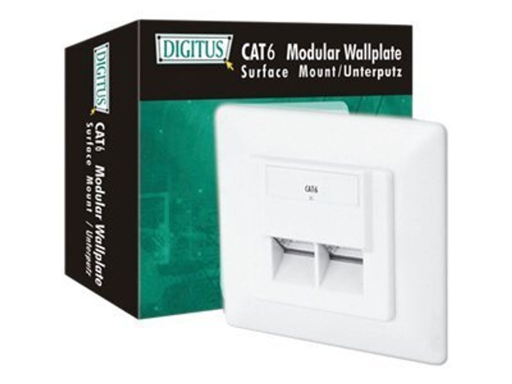 DIGITUS Unterputzdose Cat6 2xRJ45 geschirmt weiß Immagine del prodotto 