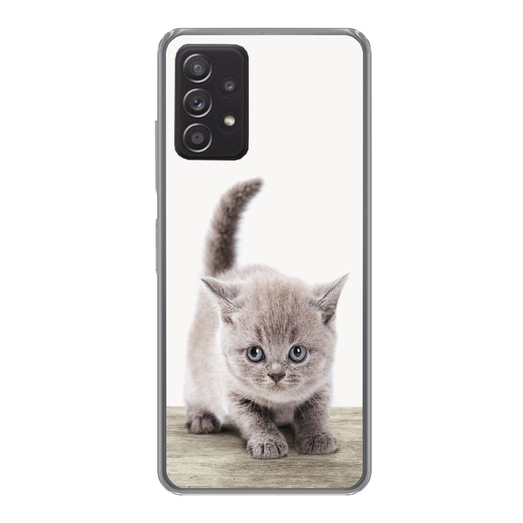 MuchoWow Handyhülle Schutzhülle Hülle für Samsung Galaxy A33 5G Kätzchen - Katze - Haustiere - Jungen - Kinder - Mädchen Silikon Softcase H...