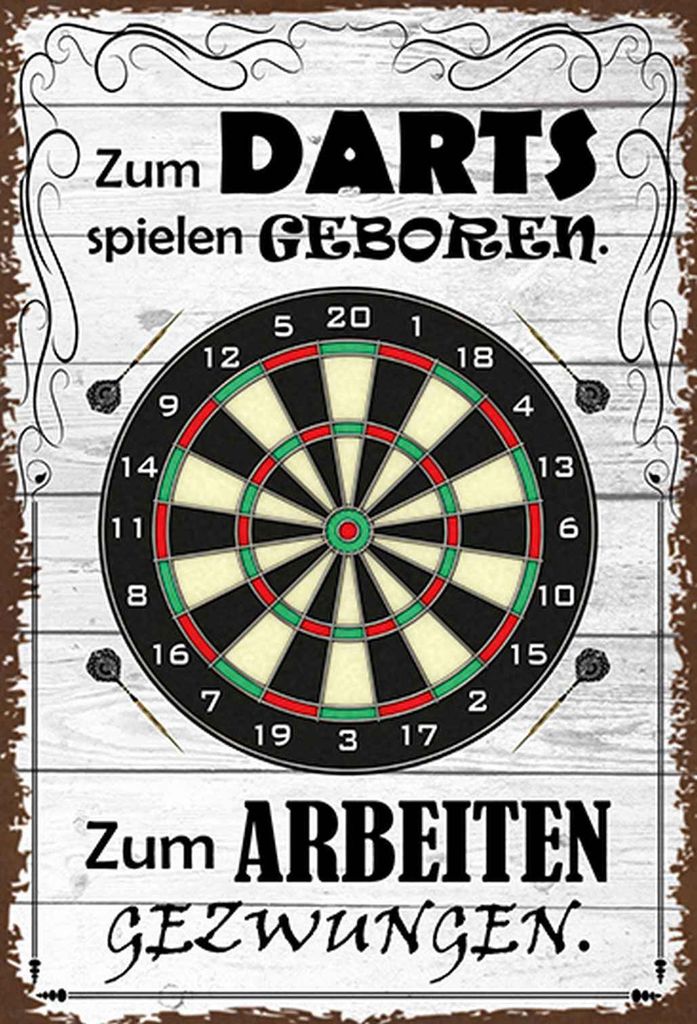 vianmo Holzschild 18x12 cm zum Darts spielen geboren Sport Hobby