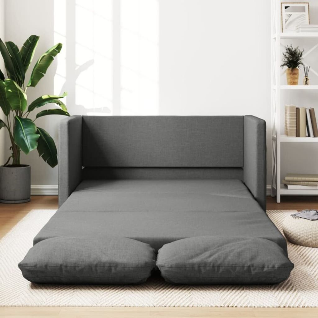 Bodensofa mit Schlaffunktion Dunkelgrau 112x174x55 cm Stoff Produktbild 