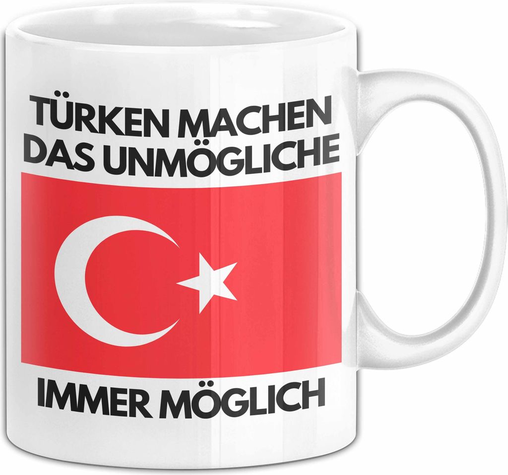 Türken Machen Das Unmögliche Immer Möglich Tasse Geschenk Türkei-Fans Fußball Becher Meme (Weiß)