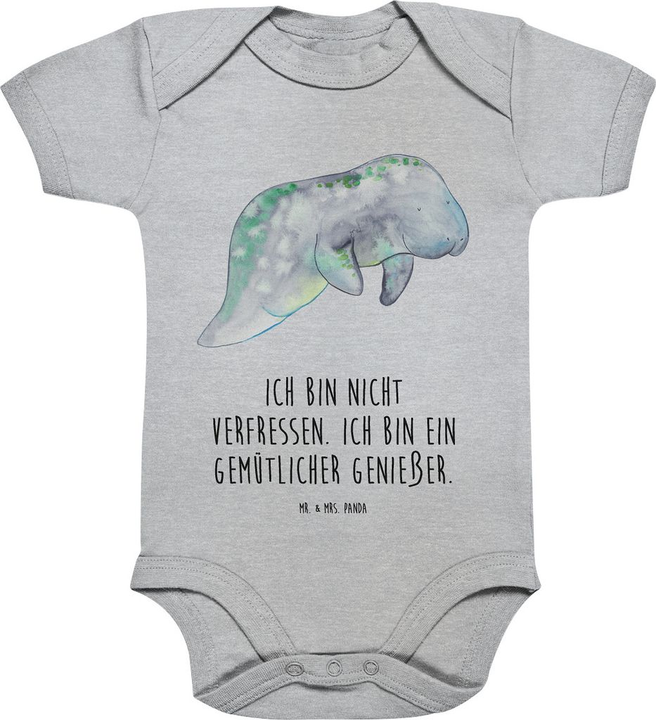 Mr. & Mrs. Panda Einteiler Seekuh Chillen 3. - 6. Monat - Heather Grey - Geschenk, Abnehmen, babykleidung body, Essen, Kurzarmbody, Meer, Zucker, D...