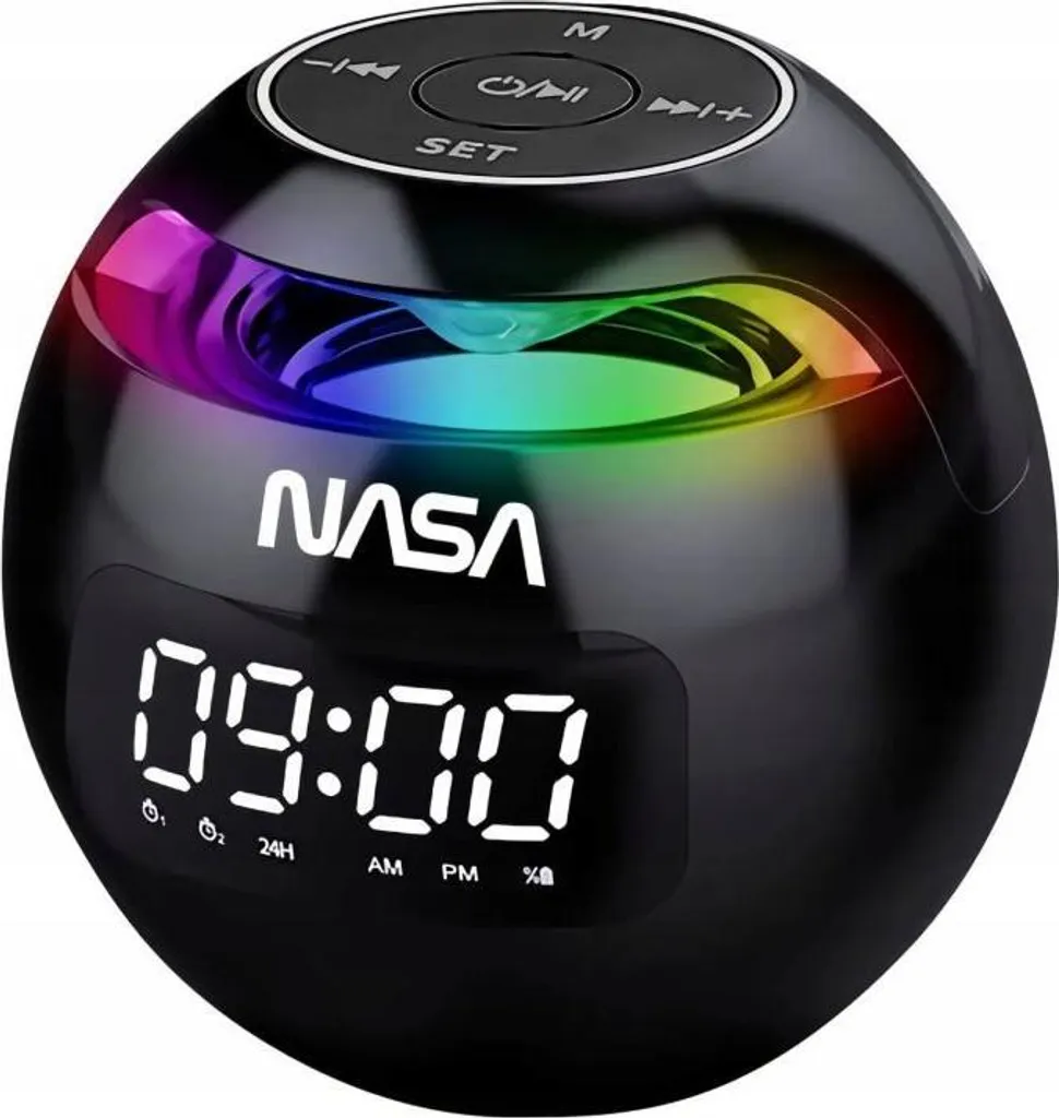 Enceinte NASA SP200 Bluetooth 5.0 Double Alarme et Ambiance LED RGB
