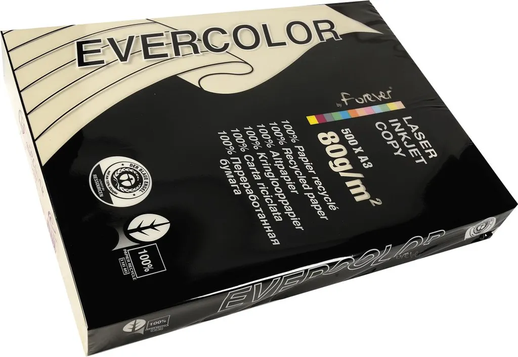 Papier Impression A3 Ivoire 80g Evercolor - Rame 500 Feuilles Couleur