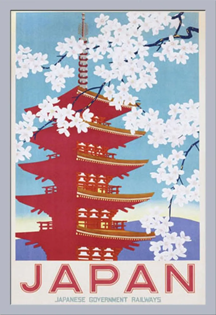 Affiche Vintage Japan Railways encadrée sous vitre acrylique 61x91
