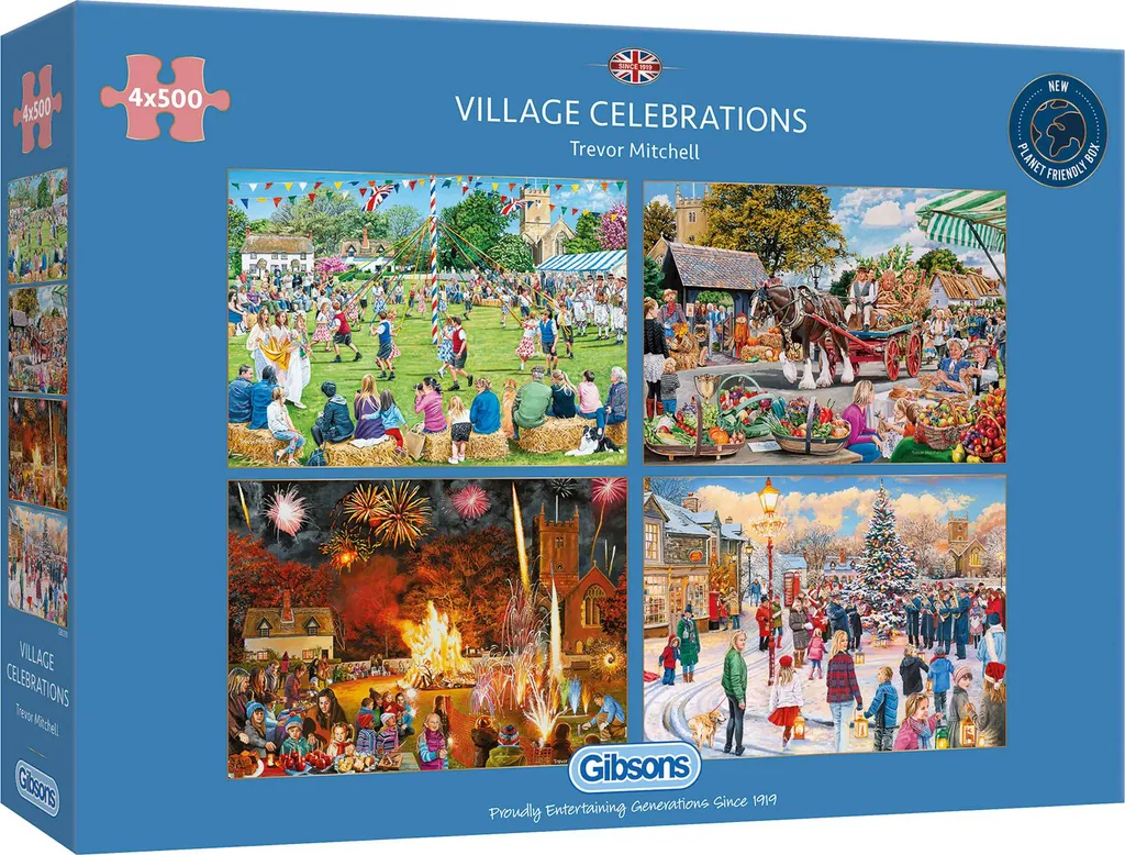 Puzzle Nostalgique Village Fêtes Gibsons 4x500p Haute Qualité Carton