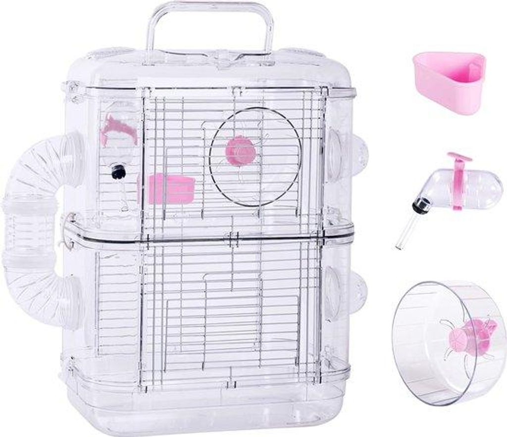 Hamster-Käfig mit Spielzeug - Ratten-Käfig - Hamster-Käfig - Hamster-Haus - Nagetierhäuschen - Nagetier-Käfig