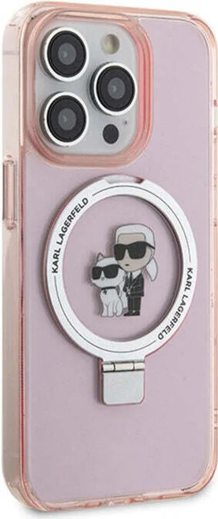 Custodia iPhone 15 Pro Karl Lagerfeld MagSafe Ring Stand Rosa Originale - 4