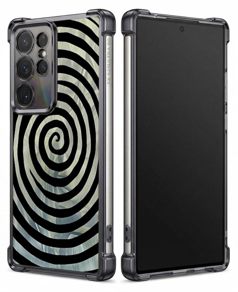 Personalisierte Hülle mit Bild für Samsung Galaxy S24 Ultra Elektroplattiert TPU Stoßdämpfer Handyhülle mit Spiralmuster mit schwarzen und wei...