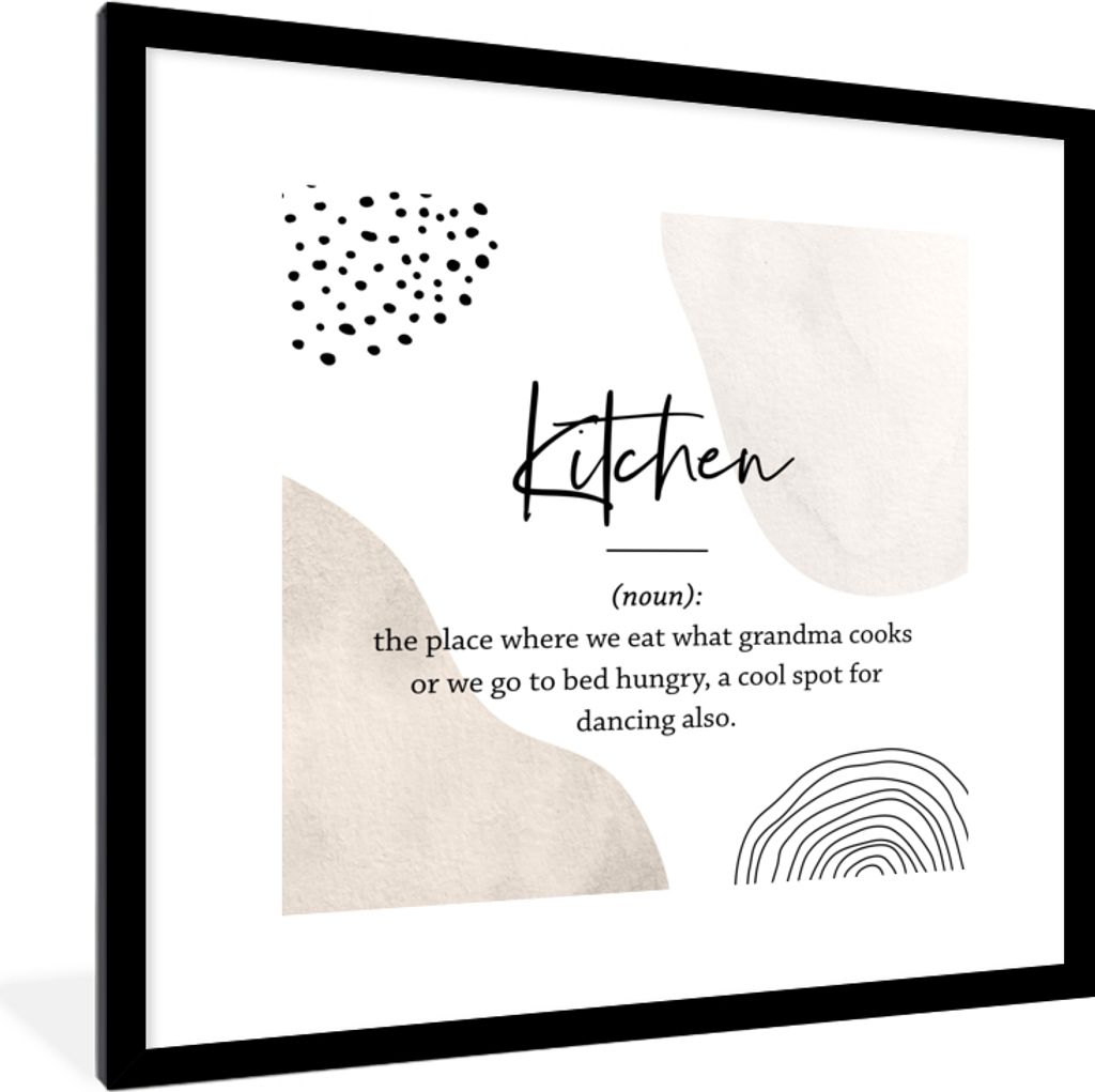MuchoWow Gerahmtes Poster Definition Küche - Küche - Zitate - Wörterbuch 40x40 cm - Poster mit Schwarzem Bilderrahmen Wandposter Rahmen Foto B...