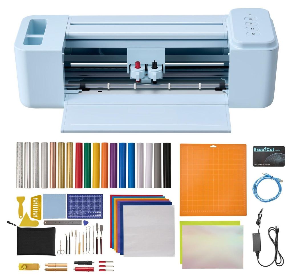 Schneideplotter - Vinylschneidemaschine/Folienplotter - Schnittbreite 30 cm - Tastensteuerung - Inkl. Material- & Werkzeugset - Kompatibel mit Mac/...