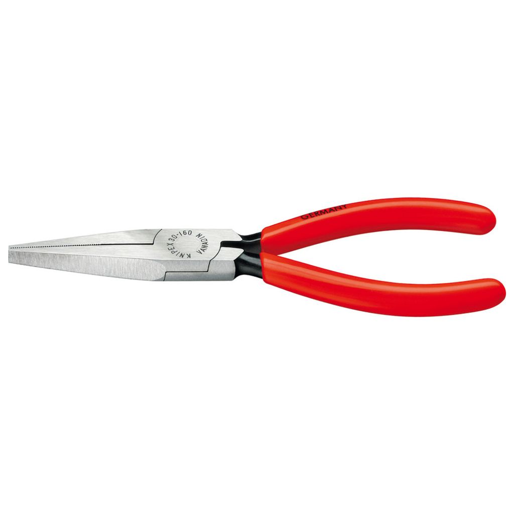 Pince à becs longs 160 mm mâchoires longues plates tête pol Image du produit 