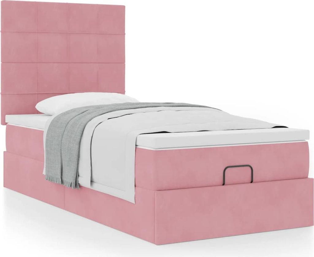 Maison Exclusive - Ottoman-Bett mit Matratzen Rosa 80x200 cm Samt