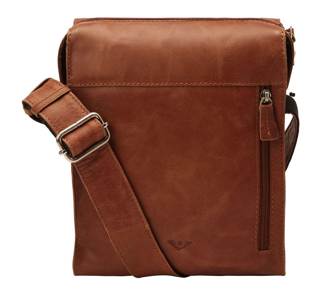 VOi Leder Umhängetasche City Cowboy Clark Crossbody Bag Cognac braun