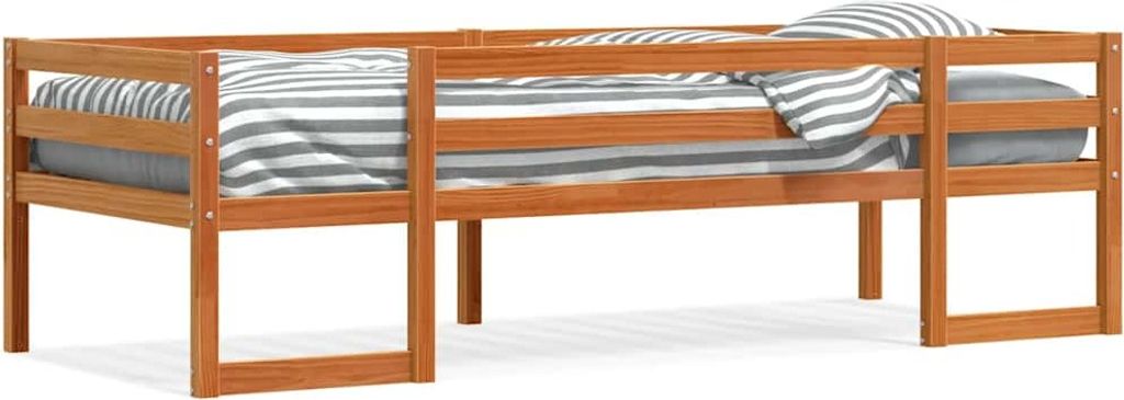 vidaXL Kinderbett Wachsbraun 75x190 cm Massivholz Kiefer
