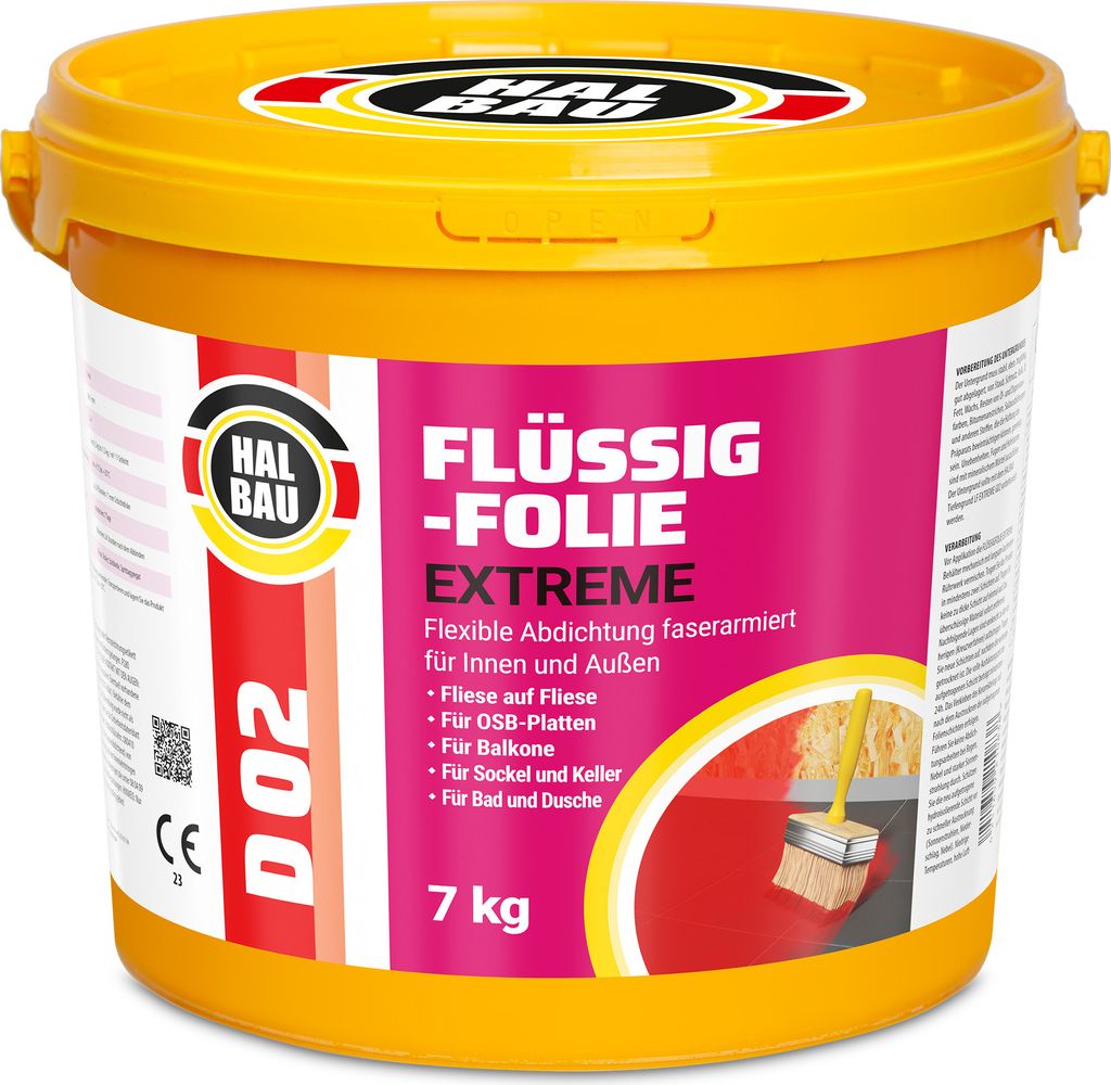 Flüssigfolie Außen 7Kg Wasserdicht Abdichtfolie Dichtmasse Balkon Dusche Bad D02