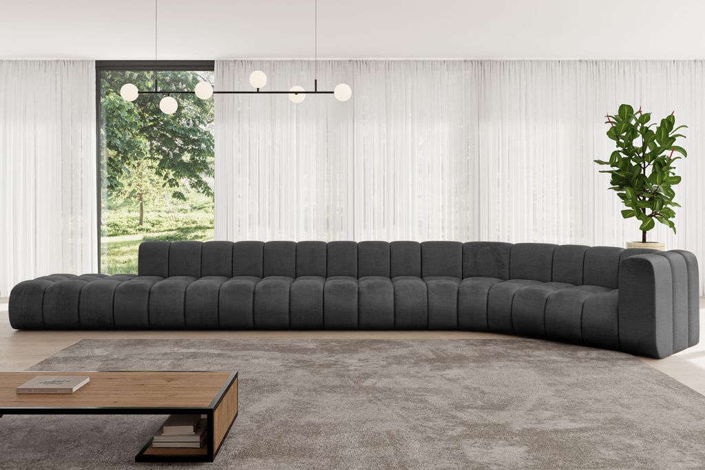 ALTDECOR Modulares Sofa Ecksofa in L-Form - Tilmo-L3 - 581x194x70 cm Schwarz - Corner modular Sofa Eckcouch Couch Wohnlandschaft Cauchsofa Bodensof...