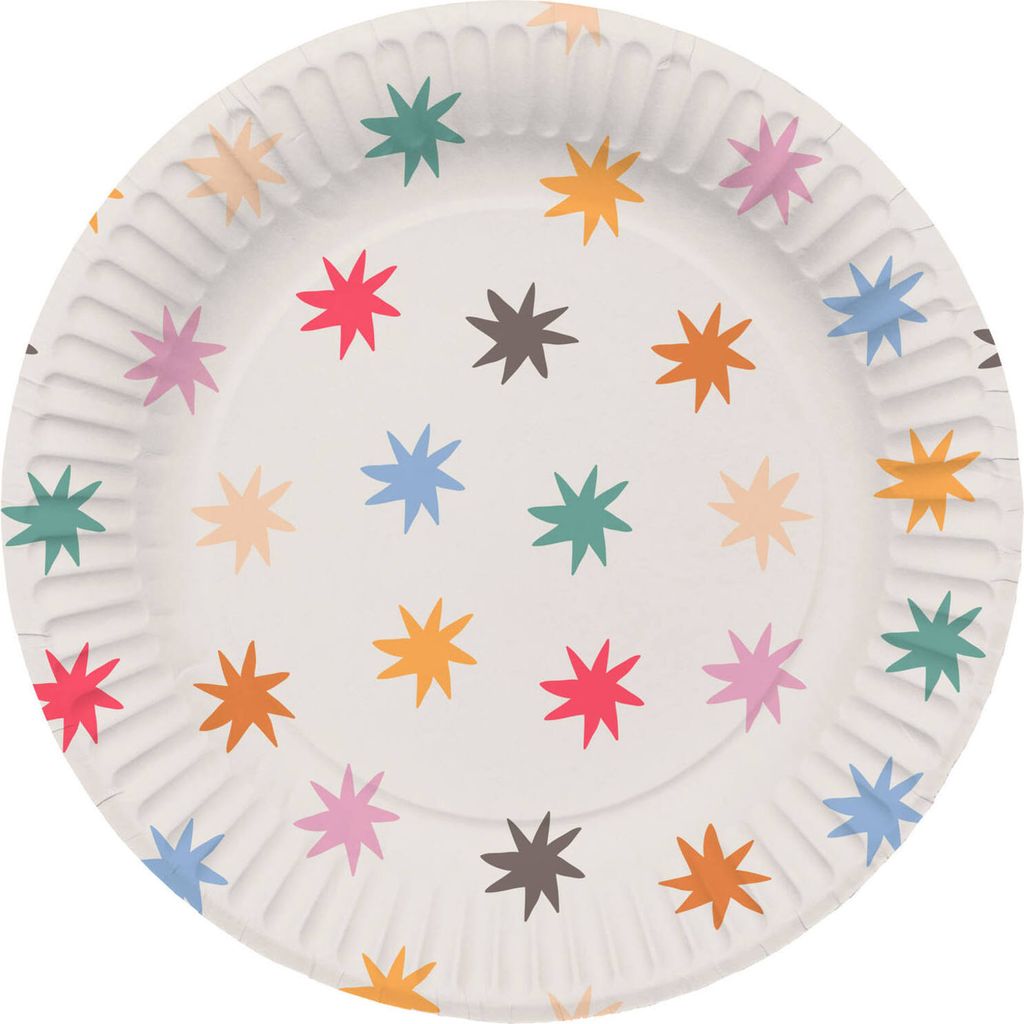 8 Stück robuste Pappteller, 23 cm Durchmesser, Bunt mit Produktbild 