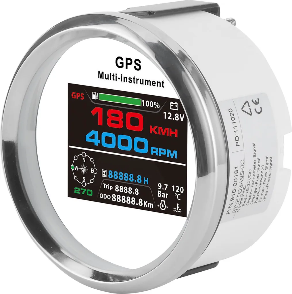 Compteur GPS multifonction 85mm écran TFT pour bateau et yacht 12V 24V