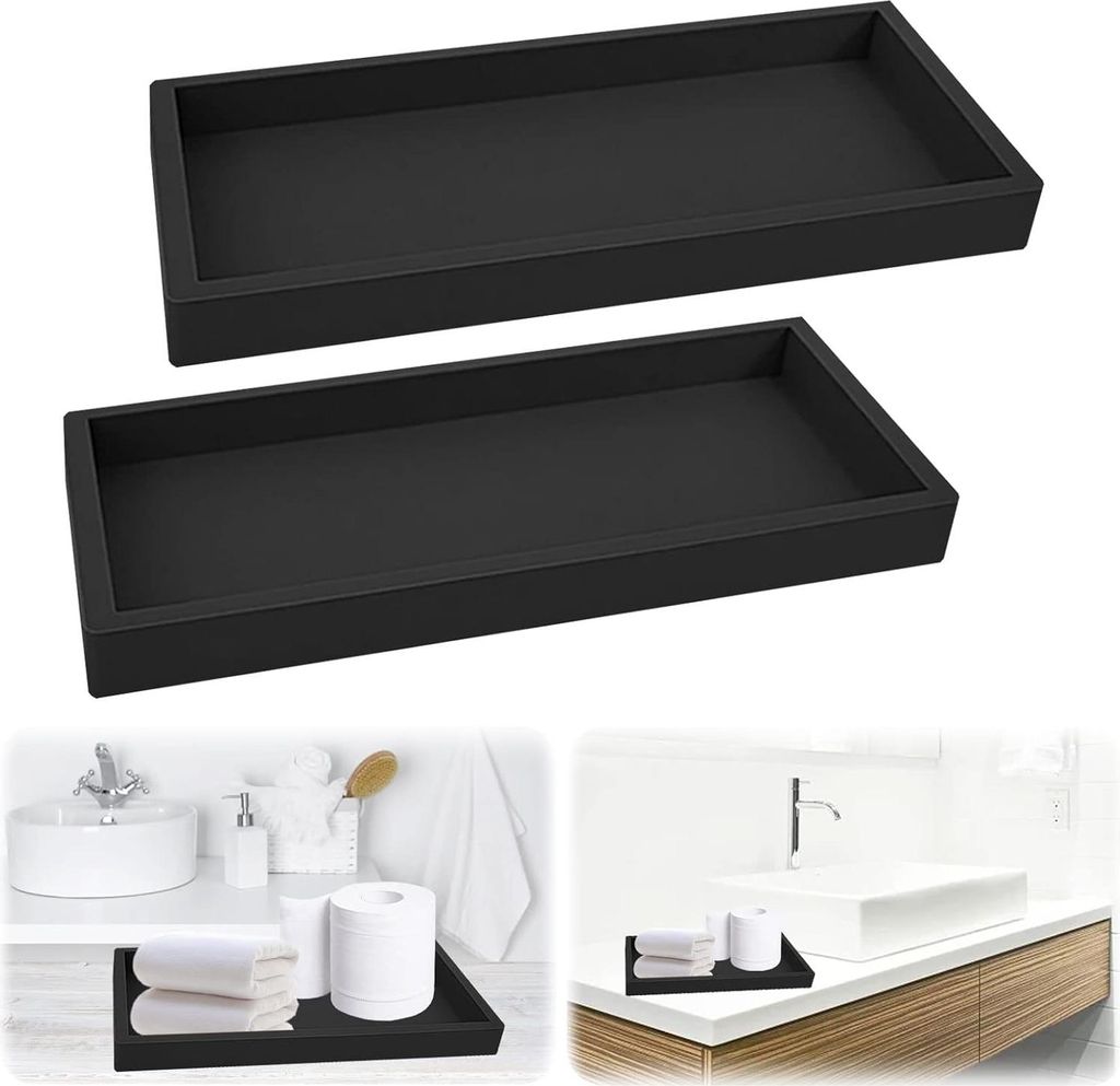 Badlade - Wasserfester Badezimmer Organizer aus Silikon - Dekoratives Tablett für das Badezimmer - Rechteckige Duftkerze und Schlüsselaufbewahrun...