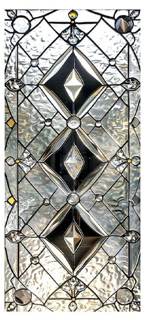 Geometrische Fensterfolie mit Rautenmuster, Sichtschutzfolie im Buntglas-Stil, statisch haftend, Sonnenschutzfolie für Fenster und Glastüren in B...
