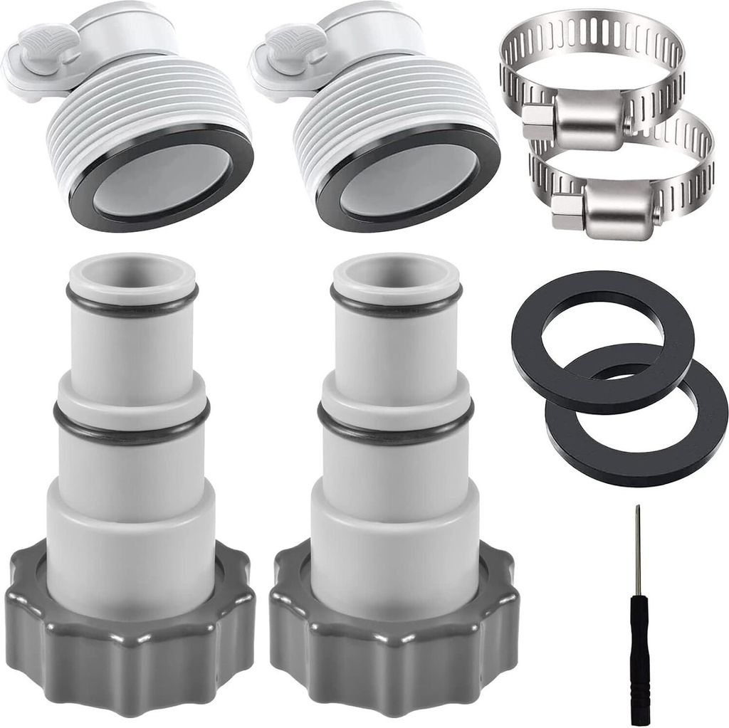Pool Adapter A für Pool, 4 Stück Schlauchadapter Pool Schlauchadapter für Pumpen Poolschlauch Adapter A 32-38 mm mit Innengewinde zum Verschraub...