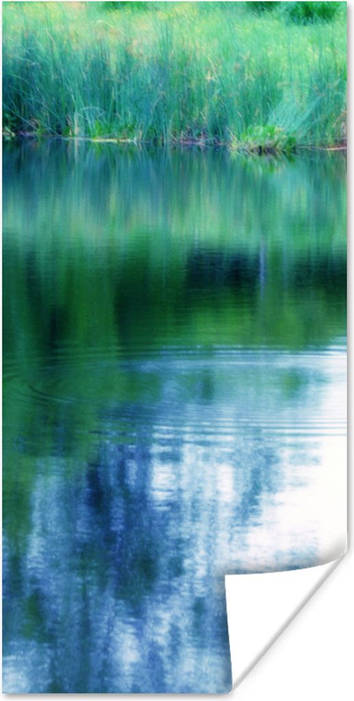 MuchoWow Poster Spiegelung im Wasser im europäischen Garten von Monet in Frankreich. 20x40 cm - Plakat - Foto