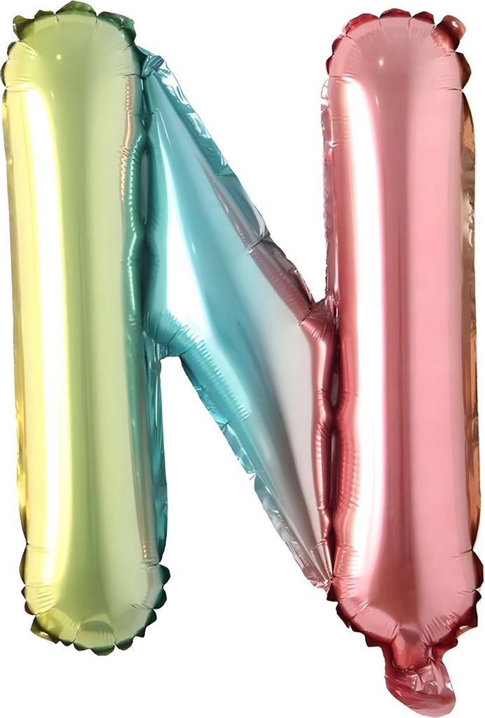 Ballon en plastique lettre N, arc-en-ciel multicolore, env. Image du produit 